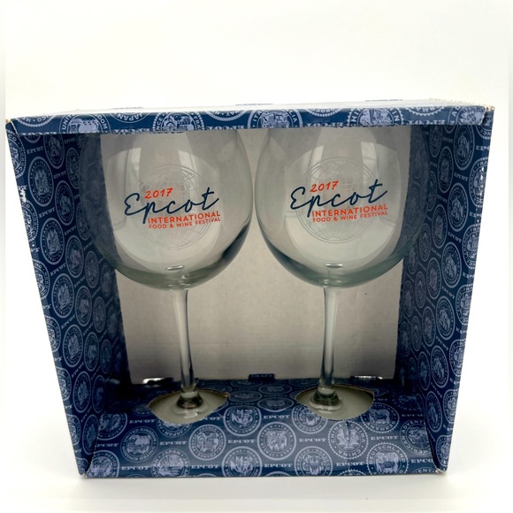 Disney Epcot 2017 Food & Wine Festival Set of 2 Wine Glasses-New! - Picture 2 of 5